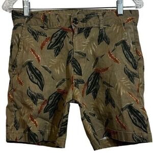Slate & Stone Leaf Print Cotton‎ Ross Shorts Casual Khaki Brown Women's Size 31